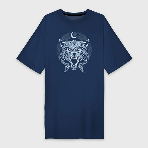Женская футболка-платье Волк Фенрир / Тёмно-синий – фото 1