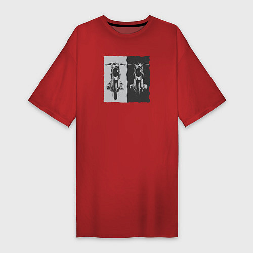 Женская футболка-платье Мотоцикл ретро / Красный – фото 1