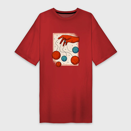 Женская футболка-платье Планеты Марионетки / Красный – фото 1