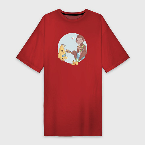 Женская футболка-платье Манки и Банан / Красный – фото 1