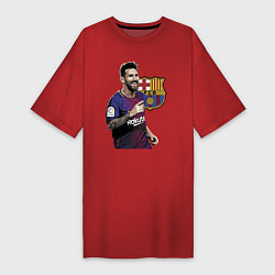 Футболка женская-платье Lionel Messi Barcelona Argentina, цвет: красный