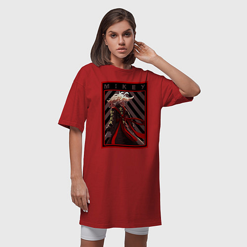 Женская футболка-платье Микки Токийские мстители спина / Красный – фото 3