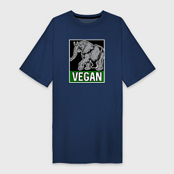 Футболка женская-платье Vegan elephant, цвет: тёмно-синий