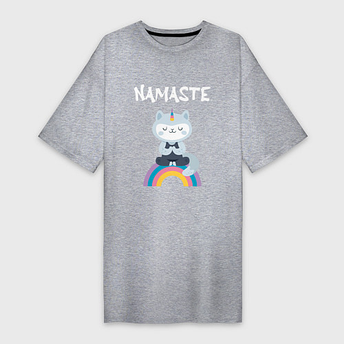 Женская футболка-платье Йога Кошка / Меланж – фото 1