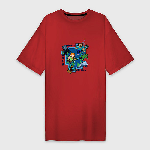 Женская футболка-платье Майнкрафт Под водой / Красный – фото 1