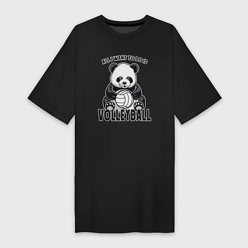 Женская футболка-платье Volleyball Panda / Черный – фото 1