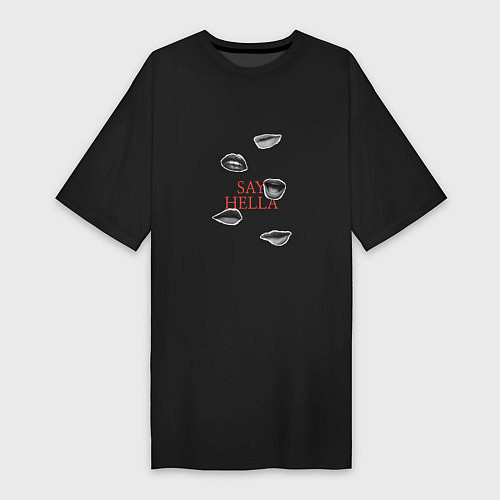 Женская футболка-платье HELLA DROP LIPS / Черный – фото 1