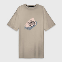 Женская футболка-платье Темная роза - абстракция
