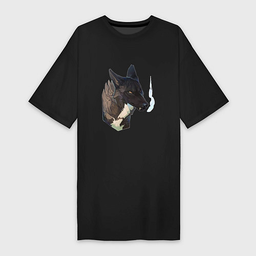 Женская футболка-платье Горячее дыхание зверя / Черный – фото 1