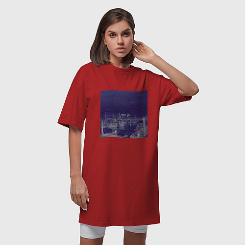 Женская футболка-платье Ночь / Красный – фото 3