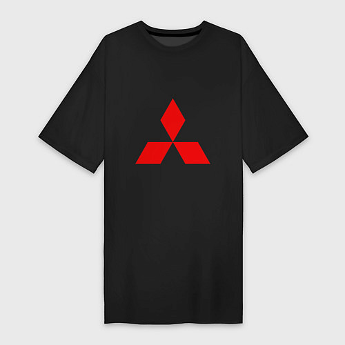 Женская футболка-платье Красный логотип Митсубиси / Черный – фото 1