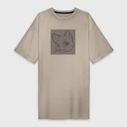 Футболка женская-платье Cat illusion, цвет: миндальный