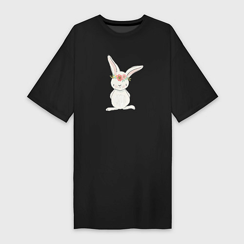 Женская футболка-платье Милый кролик / Черный – фото 1