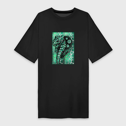 Женская футболка-платье Кобра Змеиный стиль 2 / Черный – фото 1