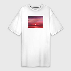 Футболка женская-платье Сочный закат на море, цвет: белый