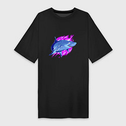 Женская футболка-платье Неоновая акула Neon shark