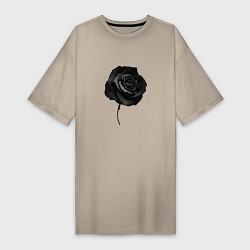 Футболка женская-платье Чёрная роза Black rose, цвет: миндальный
