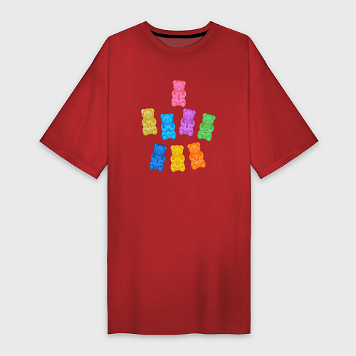 Женская футболка-платье Мишки Милохина / Красный – фото 1