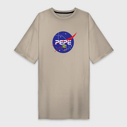 Футболка женская-платье Pepe Pepe space Nasa, цвет: миндальный