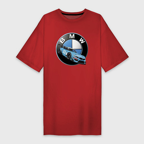 Женская футболка-платье BMW самая престижная марка автомобиля / Красный – фото 1