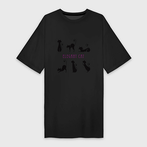 Женская футболка-платье Элегантные коты / Черный – фото 1