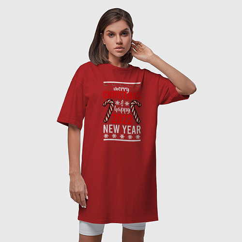 Женская футболка-платье Happy 2022 NY / Красный – фото 3