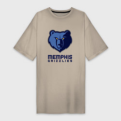 Футболка женская-платье Мемфис Гриззлис, Memphis Grizzlies, цвет: миндальный