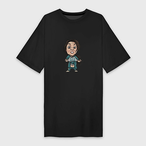 Женская футболка-платье 212 - Squid Game / Черный – фото 1