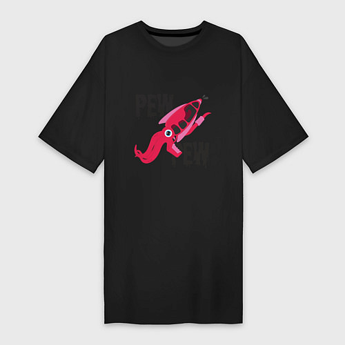 Женская футболка-платье Pew Pew Squid / Черный – фото 1