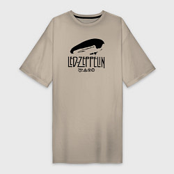 Футболка женская-платье Дирижабль Led Zeppelin с лого участников, цвет: миндальный
