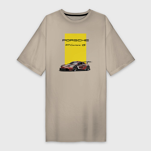 Женская футболка-платье Porsche Carrera 4S Motorsport / Миндальный – фото 1