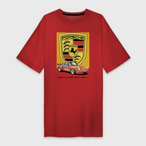 Женская футболка-платье Porsche 911 Carrera RSR - Daytona 24 Hours 1973 / Красный – фото 1