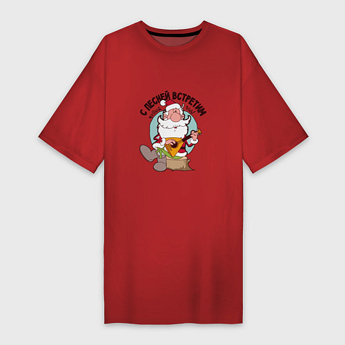 Женская футболка-платье С Песней Встретим Новый Год / Красный – фото 1