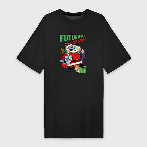 Женская футболка-платье Christmas Futurama / Черный – фото 1