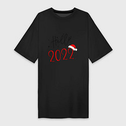 Футболка женская-платье Новый год 2022, цвет: черный
