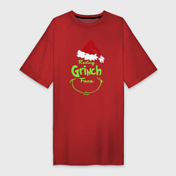 Футболка женская-платье Resting Grinch Face, цвет: красный