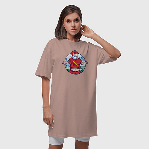 Женская футболка-платье Санта Коммунист / Пыльно-розовый – фото 3