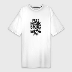 Футболка женская-платье Бесплатный Wi-Fi, цвет: белый