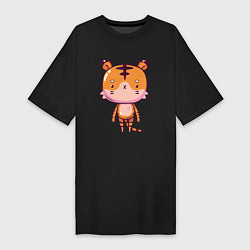 Женская футболка-платье 2022 Удивленный тигр