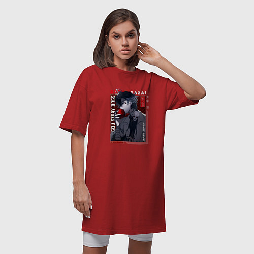 Женская футболка-платье Дазай Осаму Dazai Osamu с яблоком, Великий из брод / Красный – фото 3