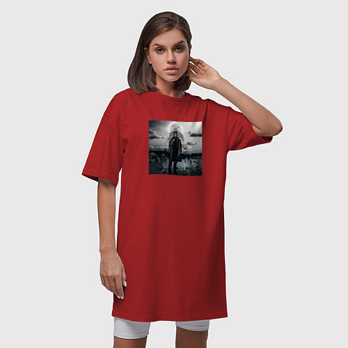 Женская футболка-платье JUICE WRLD FIGHTING DEMONS / Красный – фото 3