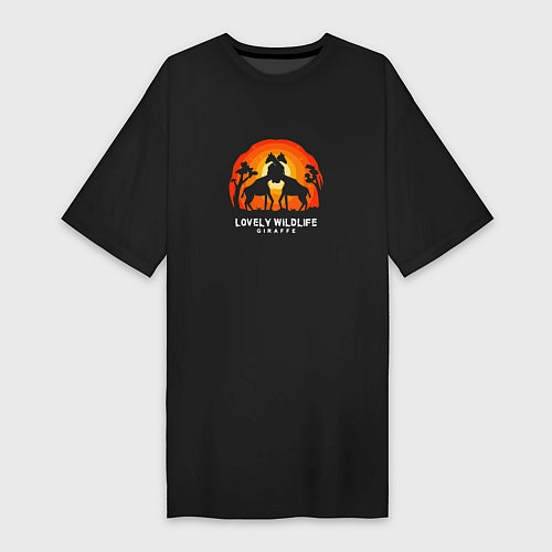Женская футболка-платье Lovely Wildlife Жирафы / Черный – фото 1