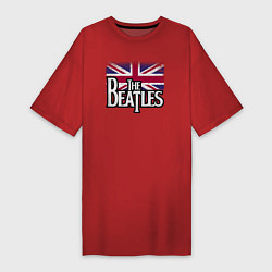 Футболка женская-платье The Beatles Great Britain Битлз, цвет: красный