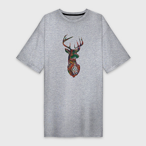 Женская футболка-платье Образ оленя из линий / Меланж – фото 1
