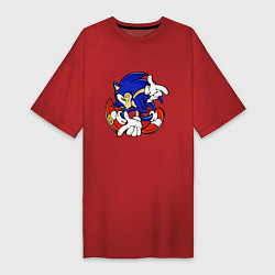 Футболка женская-платье Blue Hedgehog, цвет: красный