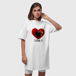 Футболка женская-платье WHAT CAT LOVE Сердце, цвет: белый — фото 2