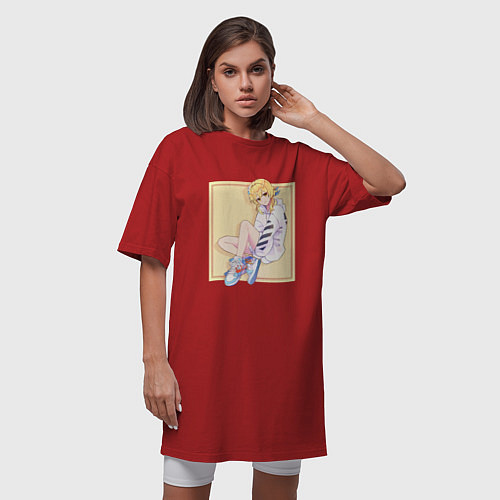 Женская футболка-платье Современная Люмин / Красный – фото 3