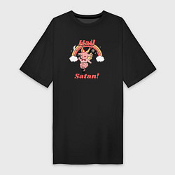 Футболка женская-платье Hail Satan, цвет: черный