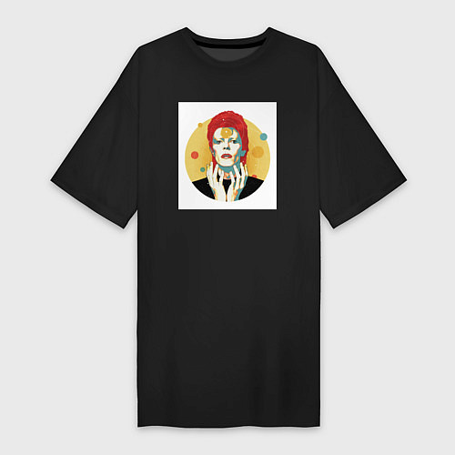 Женская футболка-платье Дэвид Боуи 2022 / Черный – фото 1