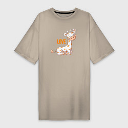 Женская футболка-платье Маленький жираф LOVE